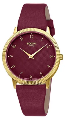 Zdjęcie produktu dla Boccia 3381-03 – Damski zegarek na rękę, tytan, kolor bordo/złoty