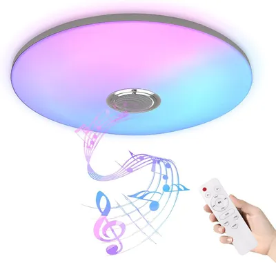 Imagen del producto de Lámpara de techo LED LILIIN de 72W, regulable, con altavoz Bluetooth, mando a distancia y efecto de cielo estrellado, ideal para dormitorios, salones y habitaciones infantiles