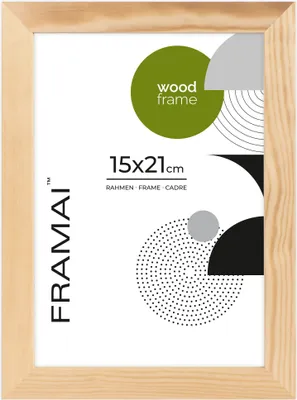Immagine prodotto di Cornice per quadri FRAMAI®, 15x21 cm, rovere, cornice in legno naturale, cornice per quadri in vero legno, cornice con plexiglass infrangibile, gancio e supporto
