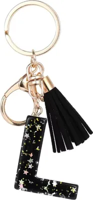 Produktbild von Eleganter Schlüsselanhänger Alphabet L in Schwarz mit Glitzer KP37782