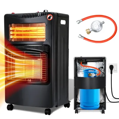 Zdjęcie produktu dla Grzejnik gazowy Jayseuw, moc 4200 W, w zestawie wąż i adapter do podłączenia do instalacji gazowej, palnik ceramiczny podczerwieni, możliwość podłączenia butli z propanem lub butanem o wadze do 15 kg