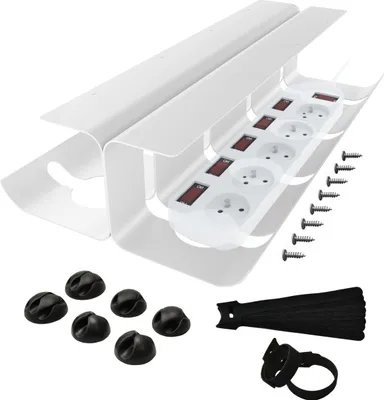 Immagine prodotto di POKAR Canalina per cavi Gestione dei cavi Supporto per cavi Vaschetta per cavi Guida per cavi Cestino per cavi Tunnel per cavi, Colore:Bianco, Unità:2
