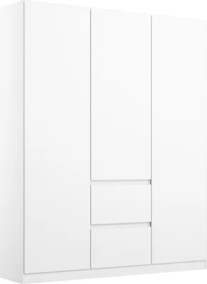 Produktbild von Kleiderschrank Drehtürenschrank Nidda | 3-türig | mit Schubkästen | Alpinweiß