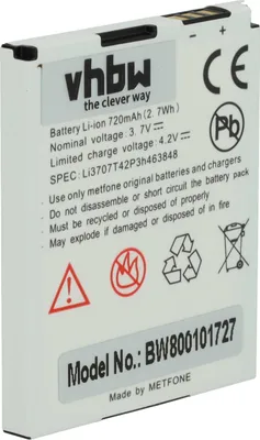 Produktbild von vhbw Akku Ersatz für ZTE Li3707T42P3h463848 für Handy Smartphone Telefon (600 mAh, 3,7 V, Li-Ion)