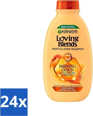 Obrázek produktu pro Šampon Garnier Loving Blends - Honey Gold - Poškozené a lámavé vlasy - 300 ml - hodnotné balení - 24 kusů