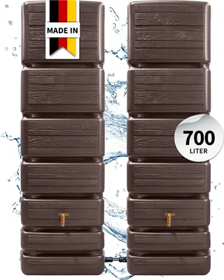 Produktbild von 4rain SLIM WOOD DECOR Wandtank-Set 700 Liter darkwood, 2 x SLIM 350 L inkl. Verbindungsset