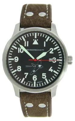 Produktbild von Messerschmitt 163-42S Herren-Armbanduhr, Edelstahl-Gehäuse, Leder-Armband