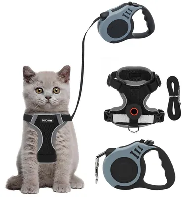 Produktbild von Katzengeschirr mit Leine Ausbruchsicher, Verstellbare Katzenweste, Schwarz, Größe M