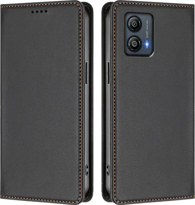 Produktbild von Handyhülle für Motorola Moto G53, Kunstleder Klapphülle Stoßfeste Magnetische Hülle mit Ständer Schwarz