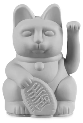 Glückskatze Mini Grau – Maneki Neko, 9,8 cm