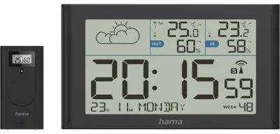 Produktbild von Hama 00222216, Schwarz, Innen-Hygrometer, Innen-Thermometer, Außen-Hygrometer, Außen-Thermometer, Hygrometer, Thermometer, Hygrometer, Thermometer, 20 - 95%, 20 - 95%