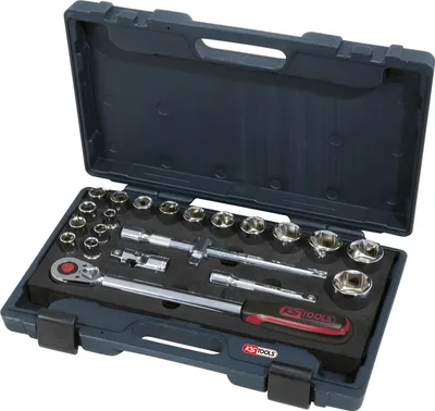 Produktbild von KS Tools 918.0625, Steckschlüssel-Satz, 1/2", 22 Kopf/Köpfe, Chrom-Vanadium-Stahl, 4,75 kg