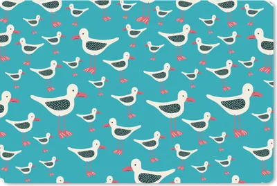 Produktbild von MuchoWow® Mauspad Mousepad Retro - Möwe - Schnittmuster - Kind 27x18 cm - Mousepads - Maus Mat - Pad - Mausunterlage - Büroartikel - Desk Matten