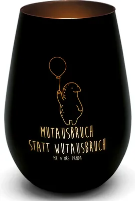Produktbild von Mr. & Mrs. Panda Laterne Schildkröte Luftballon - Schwarz - Geschenk, Schildkröten, Teelichthalter Glas, Kerzenhalter, Motivationsspruch, Motivation, gold, Deko Windlicht