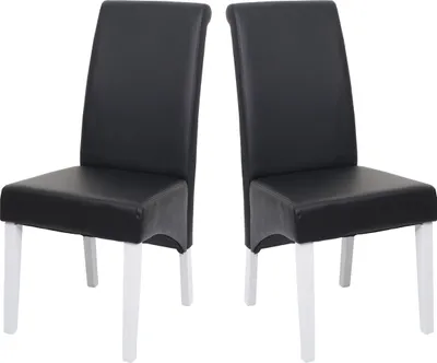 Produktbild von 2x Esszimmerstuhl Lehnstuhl Stuhl M37  Leder, schwarz, weiße Füße