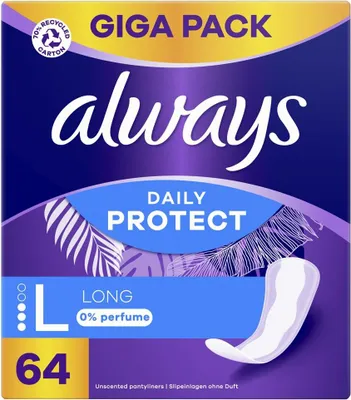 Zdjęcie produktu dla Always Daily Protect Long Wkładki higieniczne - bezzapachowe, 64 szt