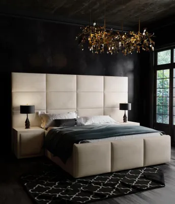 Image de Lit double Lit rembourré Lits Design Chambre à coucher Meubles Aménagement 180x200cm
