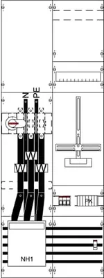 Produktbild von Striebel und John KA4275 Mess- und Wandlerfeld BH5 vorverdrahtet mit Zählerkreuz 2CPX034182R9999