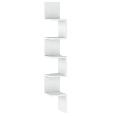 Produktbild von STIV Möbel | Eckregal Hängend 22,2×22,2×142,2 cm Weiß Matt | Wandregal mit 5 Fächern für Bücher, Deko, Spielzeug