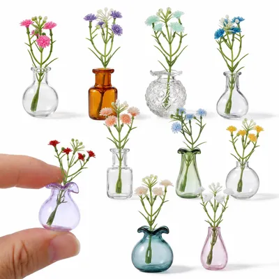 Mini-Glasvasen-Magnete, 10 Stück, Kühlschrankmagnete, bunt