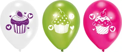 Produktbild von Bunte Cupcake-Luftballons 22cm 6 Stk