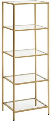 Image de Étagère colonne moderne en or et verre trempé