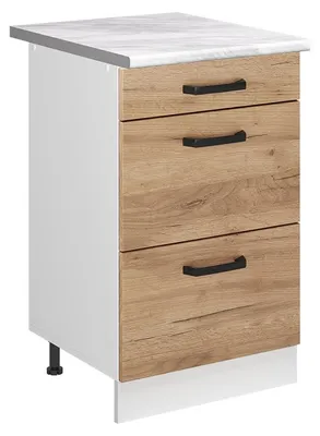 Zdjęcie produktu dla Szafka dolna do kuchni Vicco R-Line Dąb goldkraft/Biały 50 cm blat roboczy Marmur, Model 69689