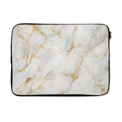 Produktbild von MuchoWow® Laptop Hülle 13 Zoll Marmor - Weiß - Gold - Abstrakt Laptoptasche - Laptophülle - Sleeve - Rundumschutz