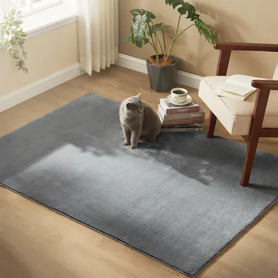 Produktbild von SONGMICS Koberec s krátkým vlasem, 120 x 170 cm, protiskluzový, lze prát v pračce, šedý, koberec do obývacího pokoje