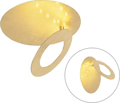 Image de Plafonnier LED, métal, design feuille d'or, pivotant, L 34cm