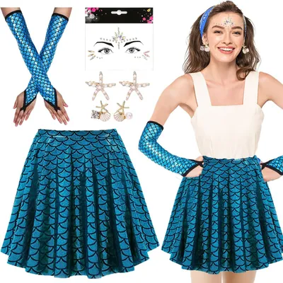 Image de Costume de sirène pour filles, avec accessoires
