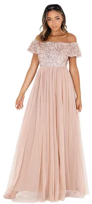 Produktbild von Maya Deluxe Women's Damen Brautjungfernkleid Bardot Paillettenverzierung Abendkl