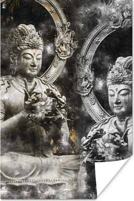 Produktbild von MuchoWow® Poster Buddha - Silber - Rauch 20x30 cm - Papierdruck