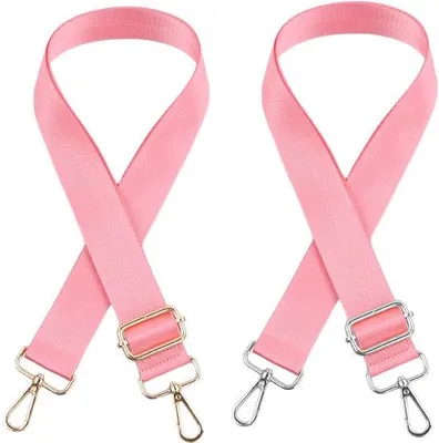 Imagen del producto de Correas para bolso Ibenzoa® – ajustables de 75 a 145 cm, de nylon y lona, con mosquetón metálico, juego de 2 unidades, color /marrón/rosa