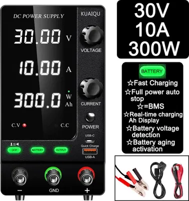 Obrázek produktu pro Stejnosměrný napájecí zdroj, nastavitelný 30V 10A, inteligentní režim nabíjení, SPPS-C3010C 30V10A