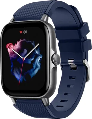 Produktbild von Strap-it Amazfit GTS 3 Silikonarmband (Dunkelblau)
