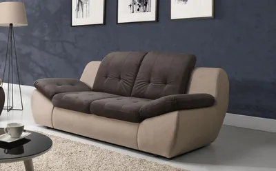 Produktbild von Sofa 3-Sitzer PEDRO Polyesterstoff Beige / Braun 205x84x113 cm