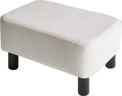 Produktbild von 42 cm rechteckiger Pouf mit stabilen Holzbeinen - moderne Kunstleder Fußstütze für Wohnzimmer und Schlafzimmer