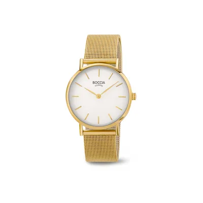 Produktbild von Boccia 3281-06 Damenarmbanduhr mit Milanaiseband Goldfarben