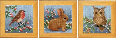 Immagine prodotto di Kit punto croce Vervaco "Animali invernali" Stickpackung de 3, 8x8cm