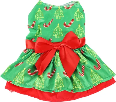 Produktbild von Hundekleid, modisch, niedliches Weihnachtsbaummuster, Welpe, Sommer, für Party, Alltag, M