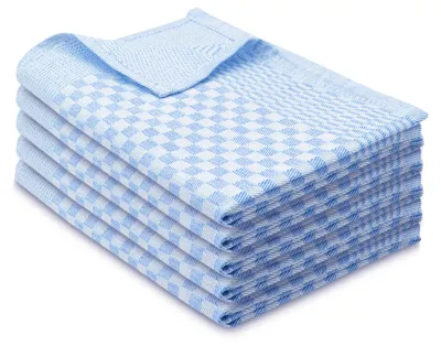 Produktbild von 5er Set Geschirrtücher, 100% Baumwolle, 46x70 cm, saugstark, blau kariert, KI-generiertes Bild