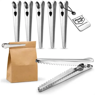 Produktbild von com-four® 6x Verschlussklammer Edelstahl - Beutelclip 11,5 cm