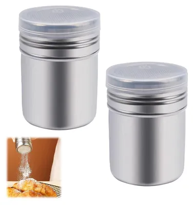 Produktbild von 2 Stück Kakaostreuer für Cappuccino, Edelstahl Streuer mit Deckel, für Kakao, Kaffee, Schokolade, Zucker