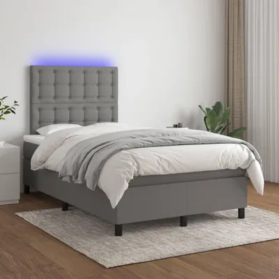 Obrázek produktu pro Postel Boxspring s matrací a LED diodami Tmavě šedá 120x200 cm Látka