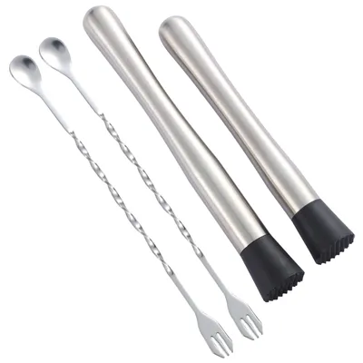 Cocktail Muddler-Set, 10" & 8", RVS, 4-teilig