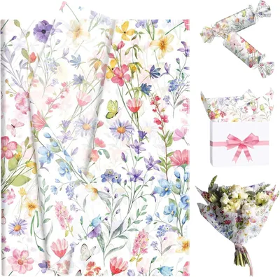 Produktbild von Geschenkpapier Wildblumen, 50 Blatt, Seidenpapier, für Geschenkverpackung