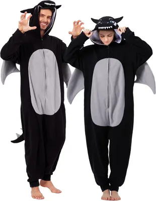 Obrázek produktu pro Pyžamo kigurumi pro dospělé, kostým draka, černá barva, velikost S