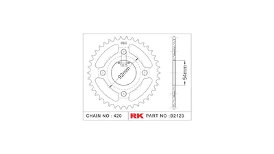 Produktbild von RK Kettenrad "2123" 420, Stahl, silber 47 Zähne