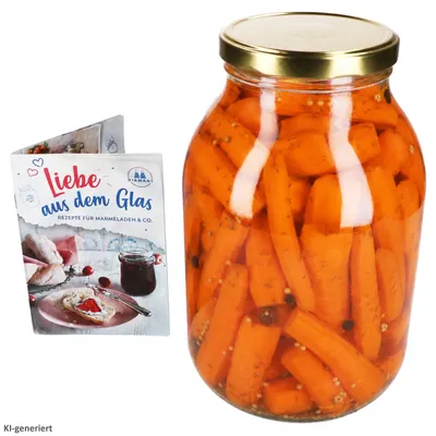 Produktbild von Einmachglas 3L Vorratsglas TO100 Deckel Gold Rezeptheft Einkochen
